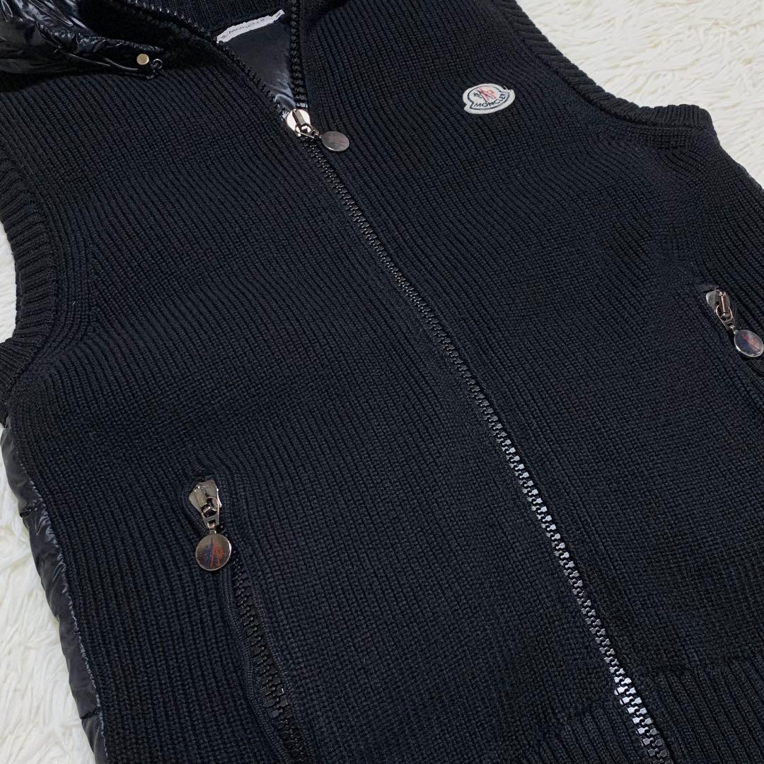 【美品】モンクレール ダウンベスト ハイブリッド フード付き ブラック M