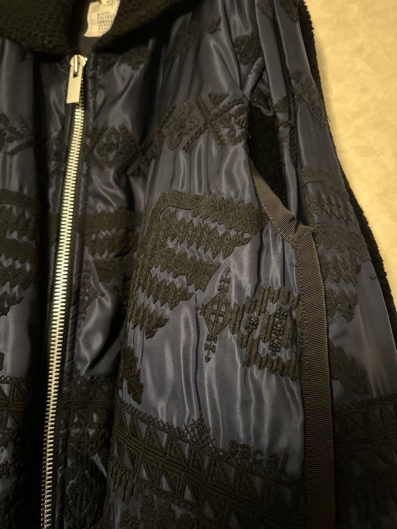 Sacai サカイ　✰美品✰ コレクション✰刺繍　ボア　コート　MA-1 ニット