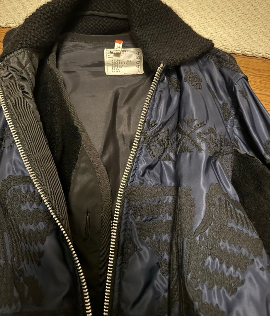 Sacai サカイ　✰美品✰ コレクション✰刺繍　ボア　コート　MA-1 ニット