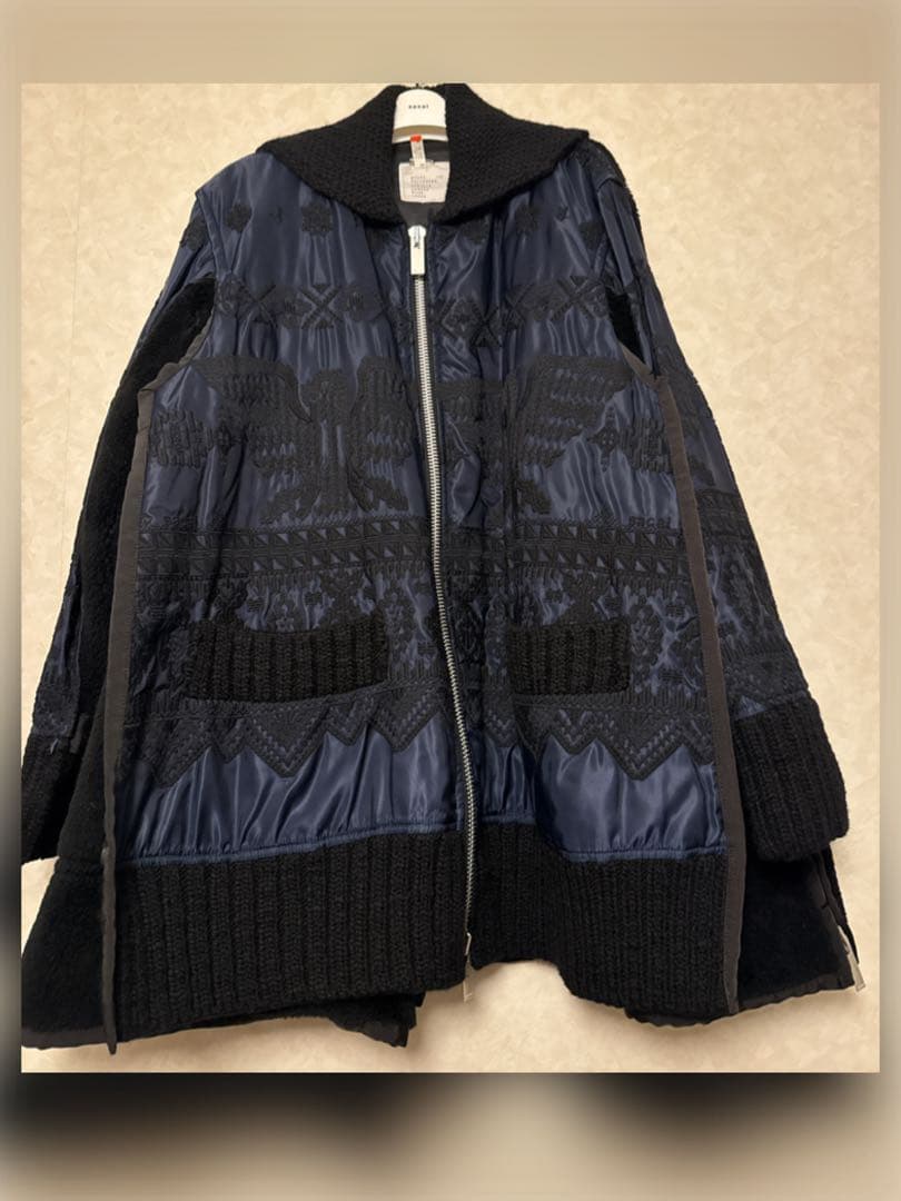 Sacai サカイ　✰美品✰ コレクション✰刺繍　ボア　コート　MA-1 ニット