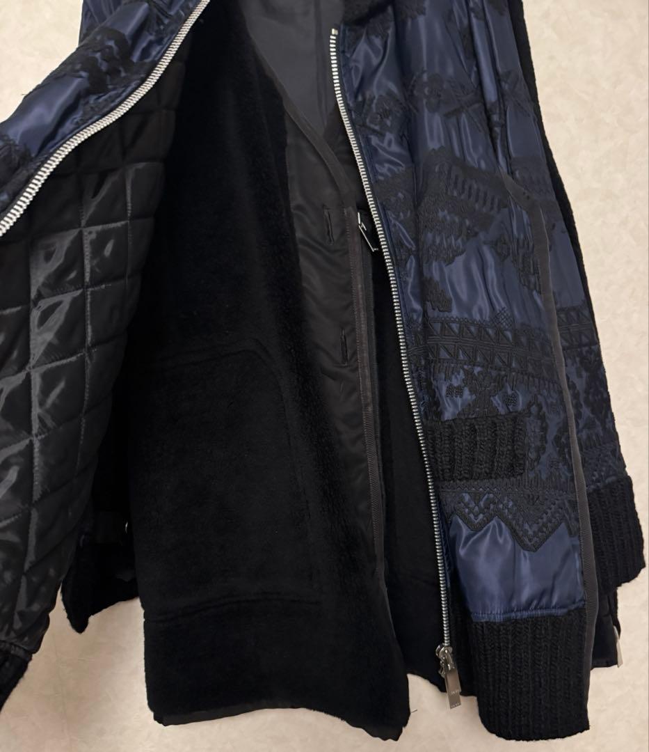 Sacai サカイ　✰美品✰ コレクション✰刺繍　ボア　コート　MA-1 ニット