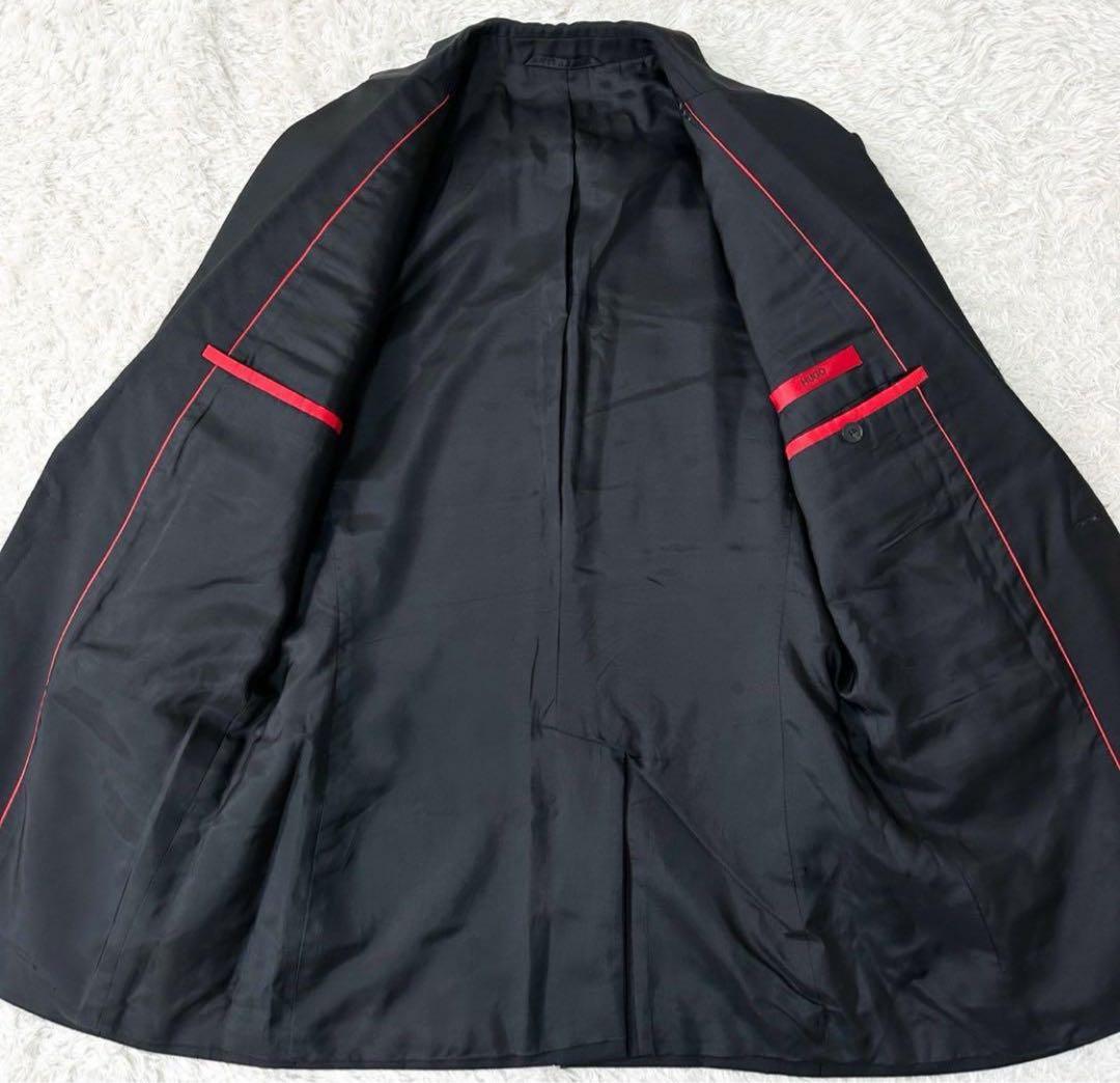 現行 美品 HUGOBOSS ヒューゴボス スーツ セットアップ 赤タグ 黒