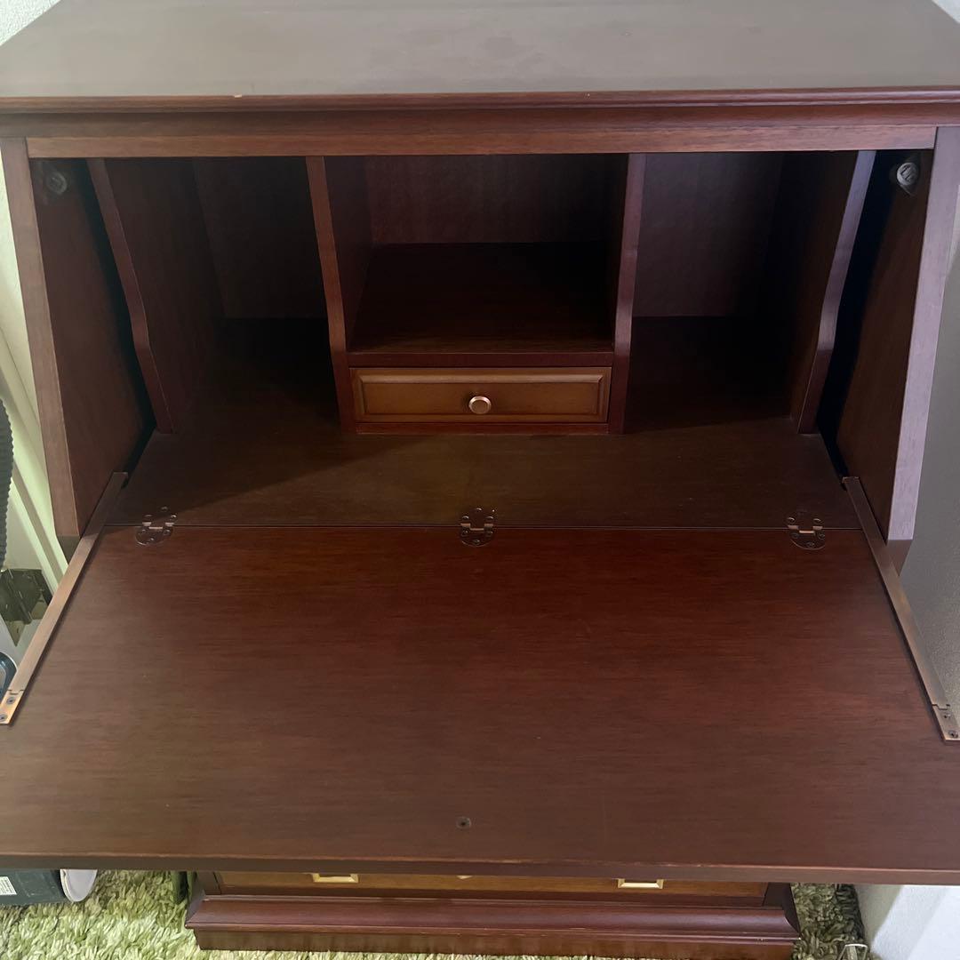 ダークブラウン木製5段チェスト