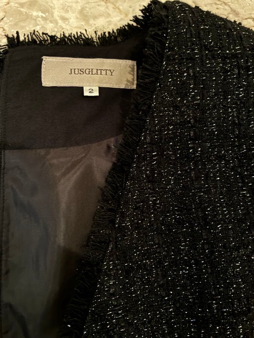 ジャスグリッティー　ツイードラメジャンパースカート