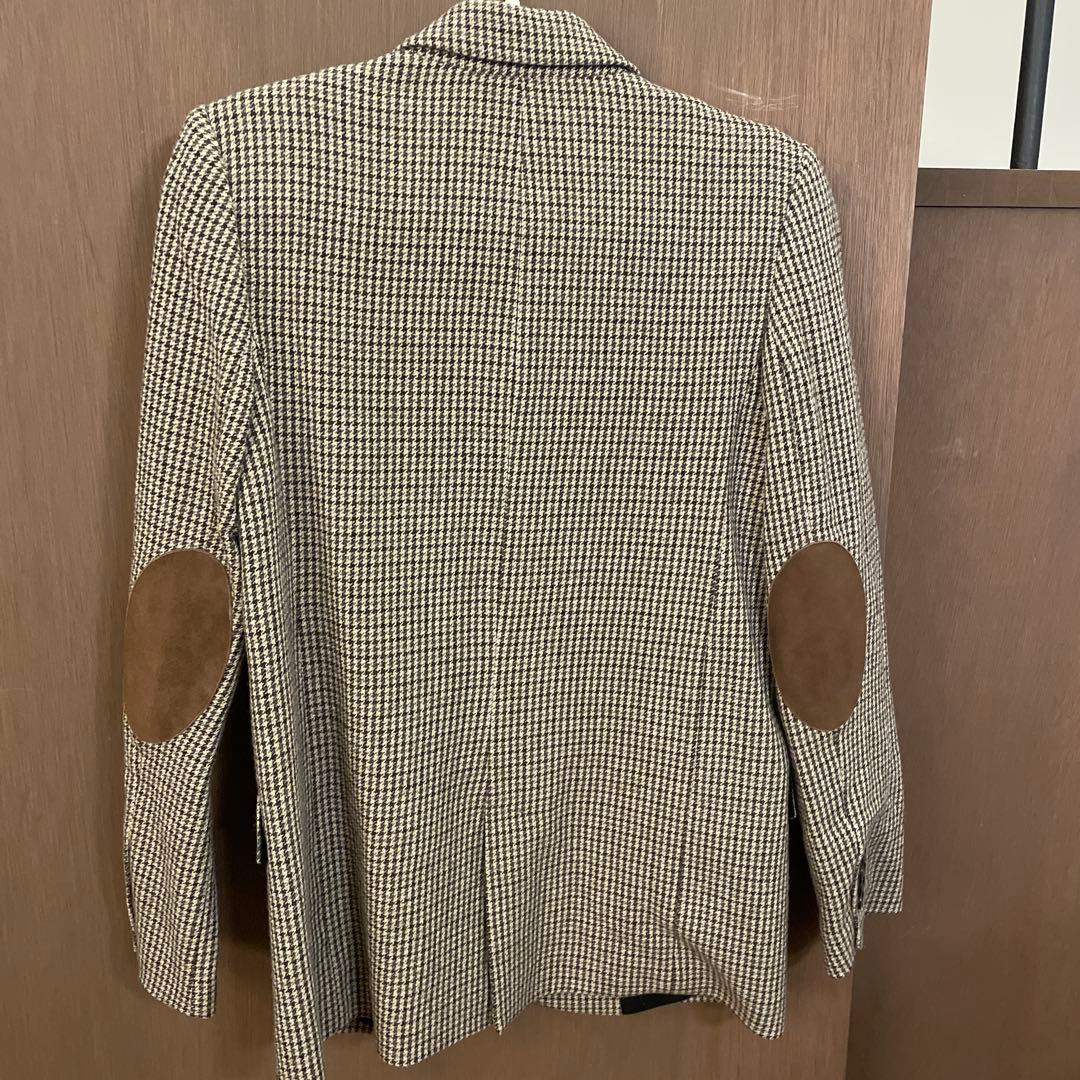 新品タグ付きZARA ウール ブレンド ブレザー エルボーパッチ 千鳥格子