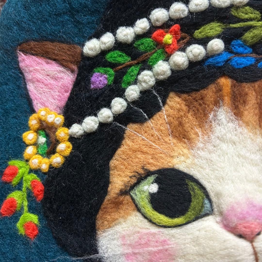 【希少❤️】ショルダータイプ　羊毛立体フェルトバッグ　ハンドメイド　猫バッグ　A4