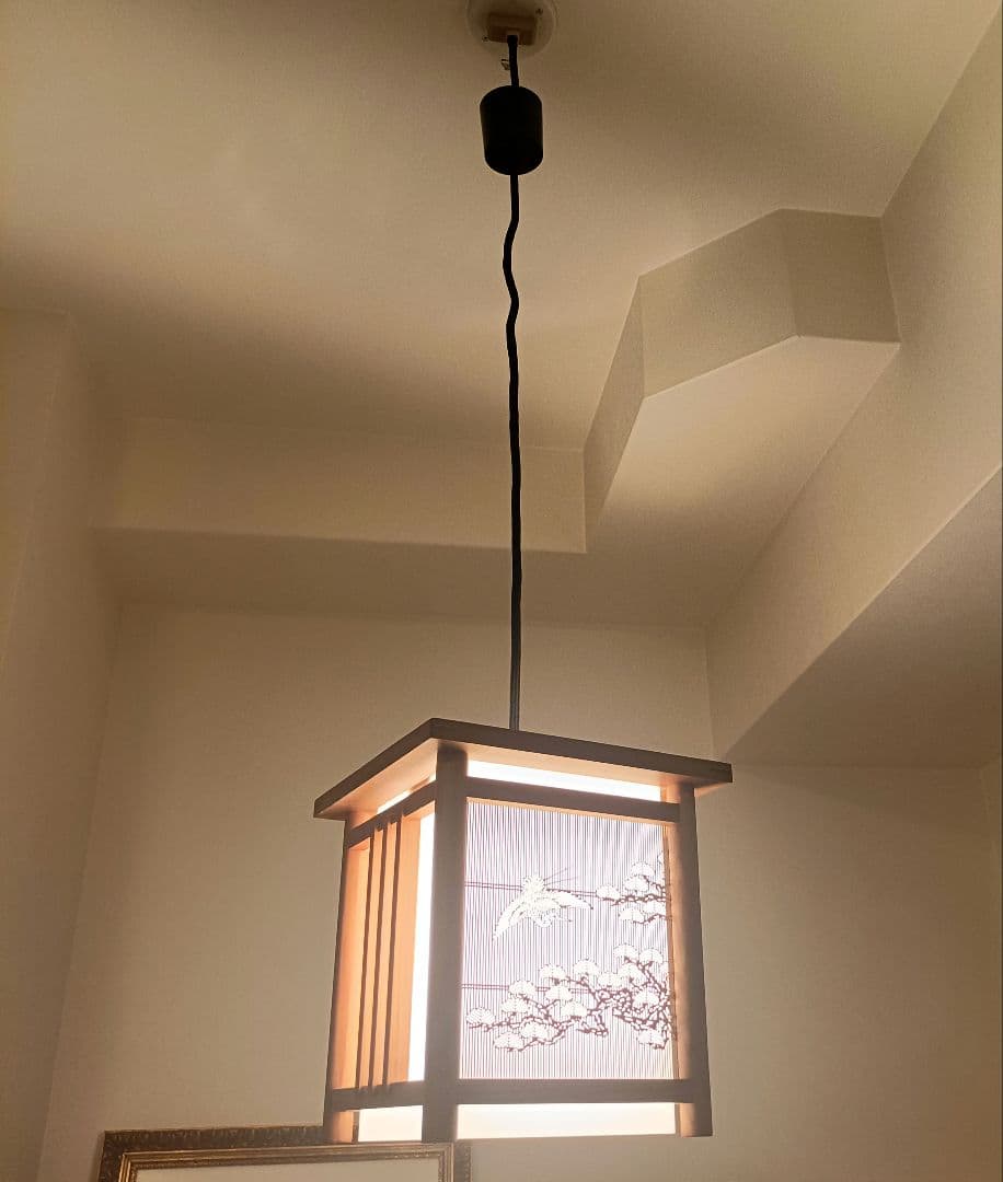 昭和レトロ 和 吊り下げ照明 格子細工 小泉産業 ヒカリ 天井照明 和室