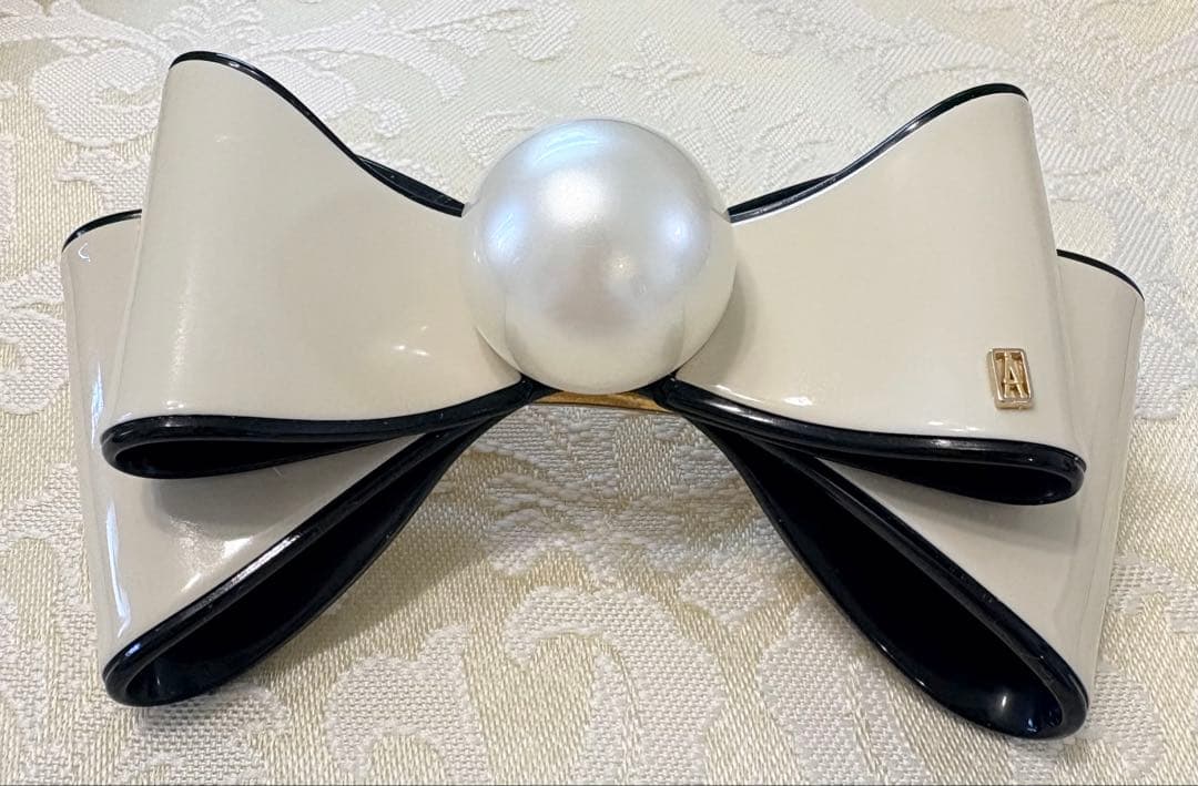 ❤️最終価格❤️美品✨アレクサンドルドゥパリ パール リボン バレッタ アイボリー