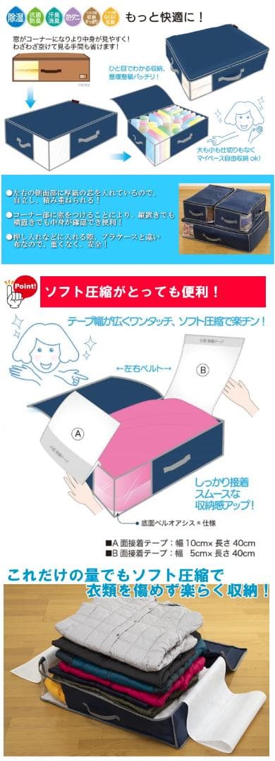 TEIJIN 乾っとデオケースLight【大/小セット】（各2個セット）ネイビー