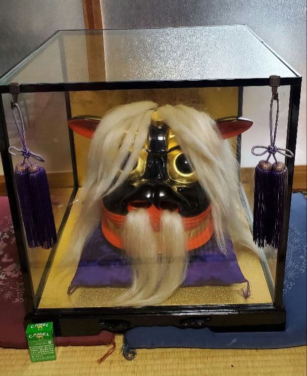 専用特製ケース付　山形県　置賜　黒獅子　獅子舞い　獅子頭