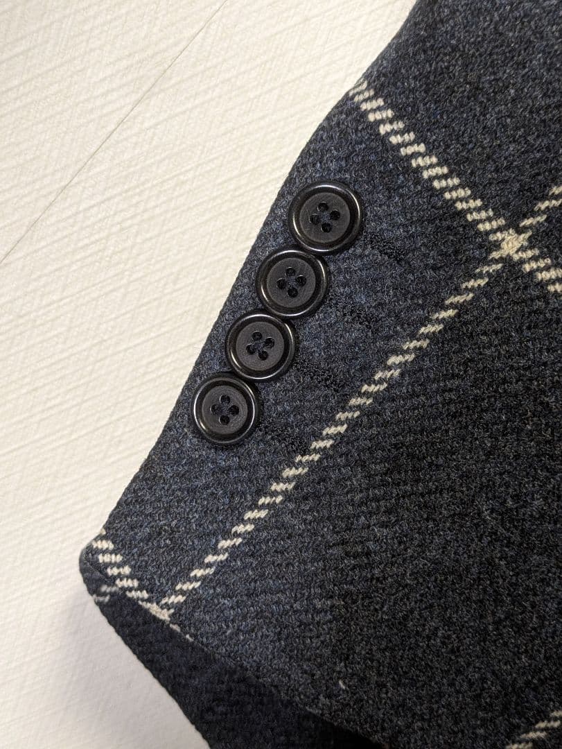 エリコフォルミコラ ジャケット ウィンドウペーン ネイビー 46 ナポリ仕立て