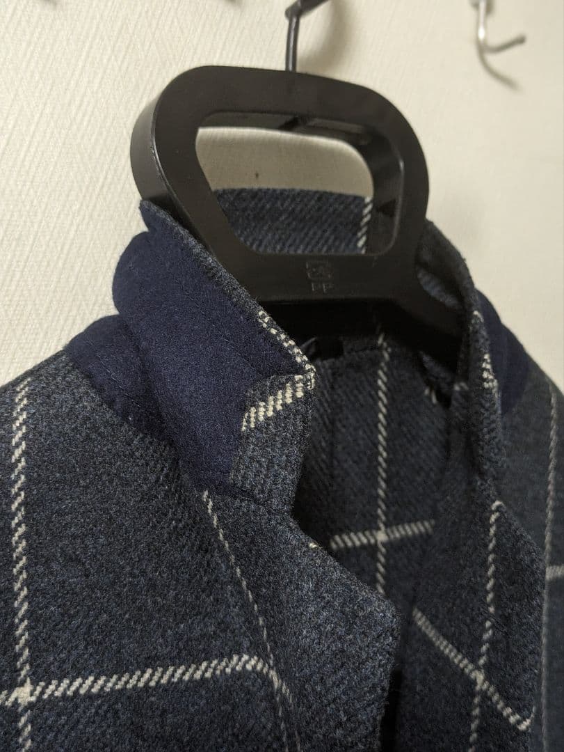 エリコフォルミコラ ジャケット ウィンドウペーン ネイビー 46 ナポリ仕立て