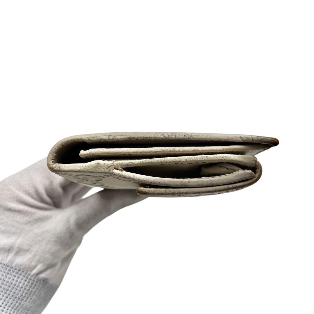 GUCCI シマ アイボリー レザー レディース 長財布 8054