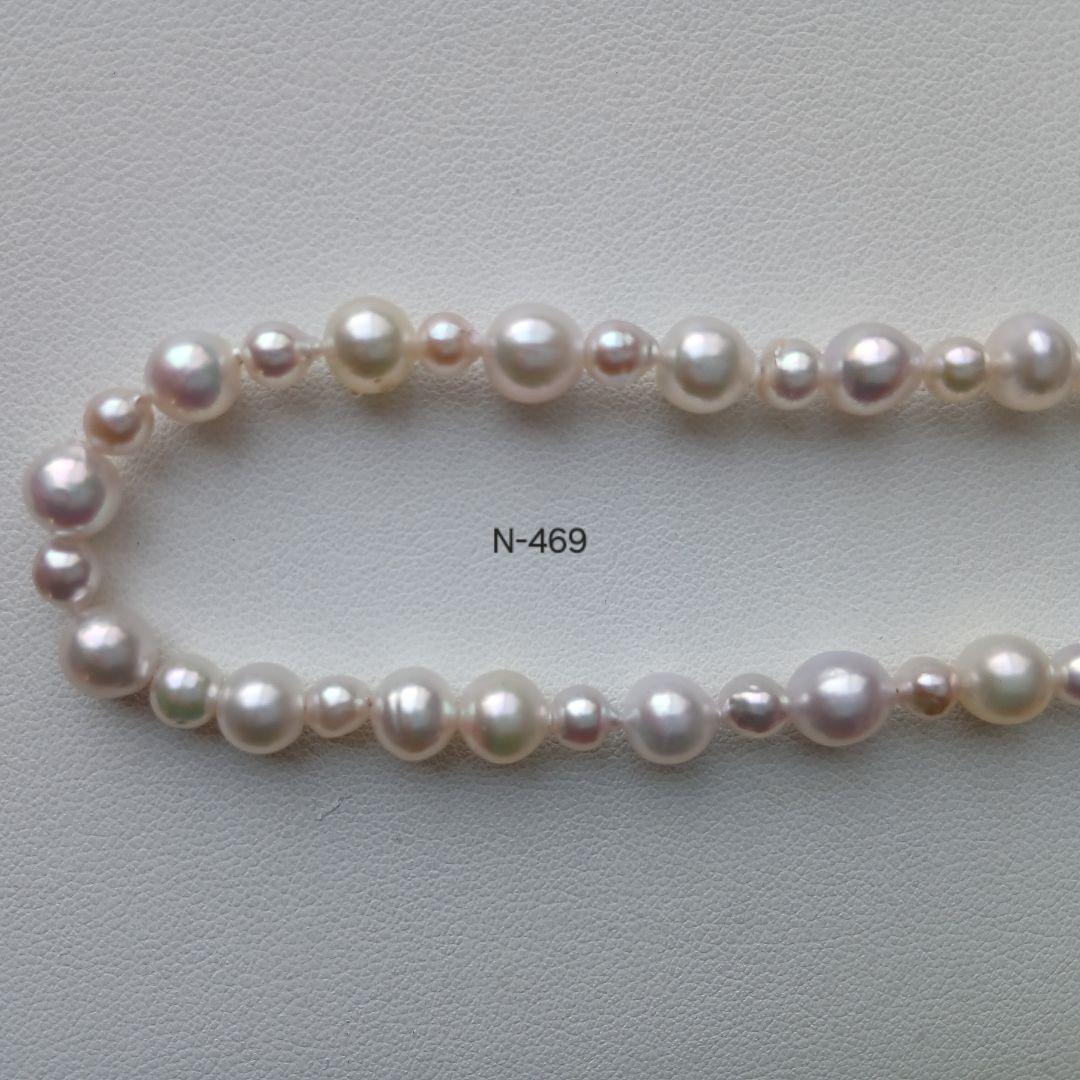 N469アコヤ真珠マルチカラーセミロングネックレス4.0～7.0㎜ 本真珠あこや