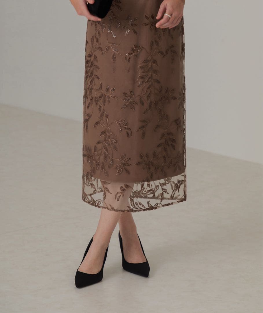 チュールロングスリーブリーフIラインワンピースドレス結婚式パーティー二次会成人式