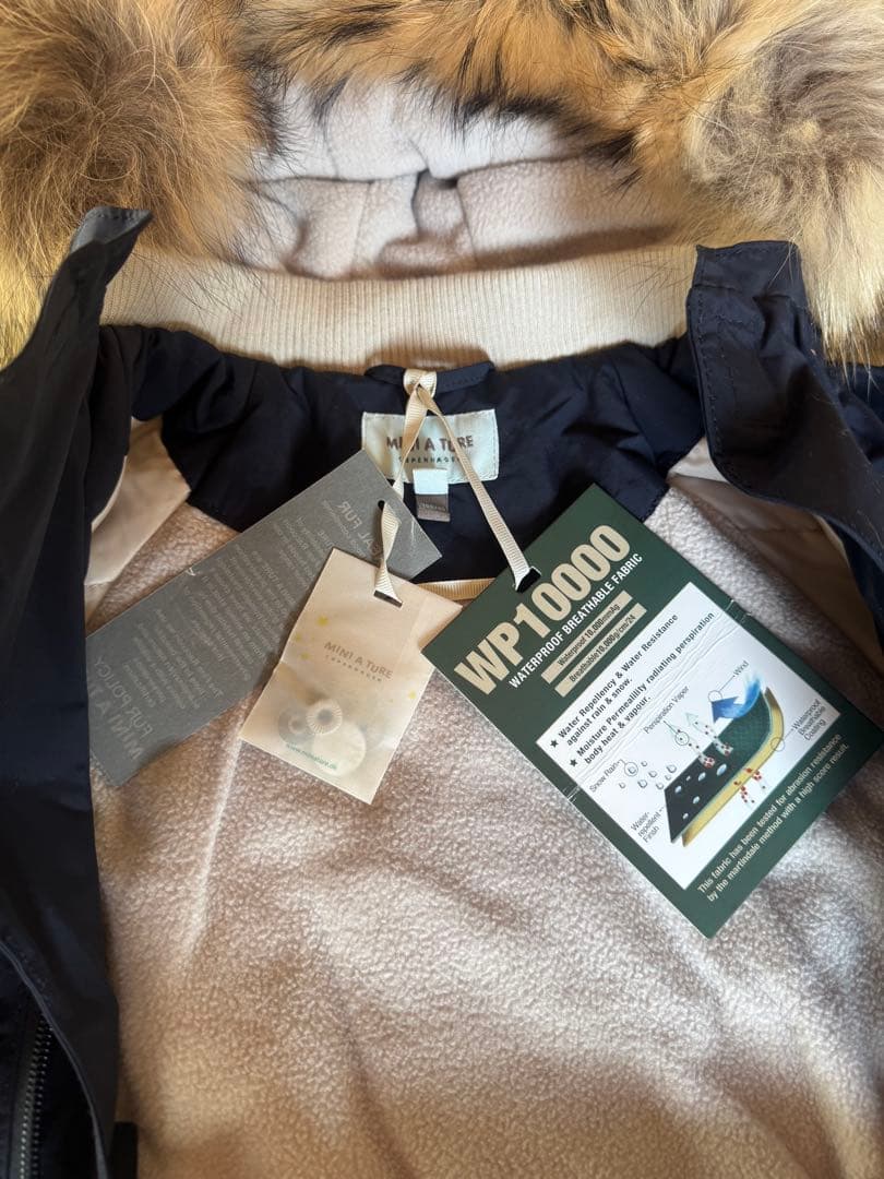 ネイビー 子ども用 スキーウェア ファー付き