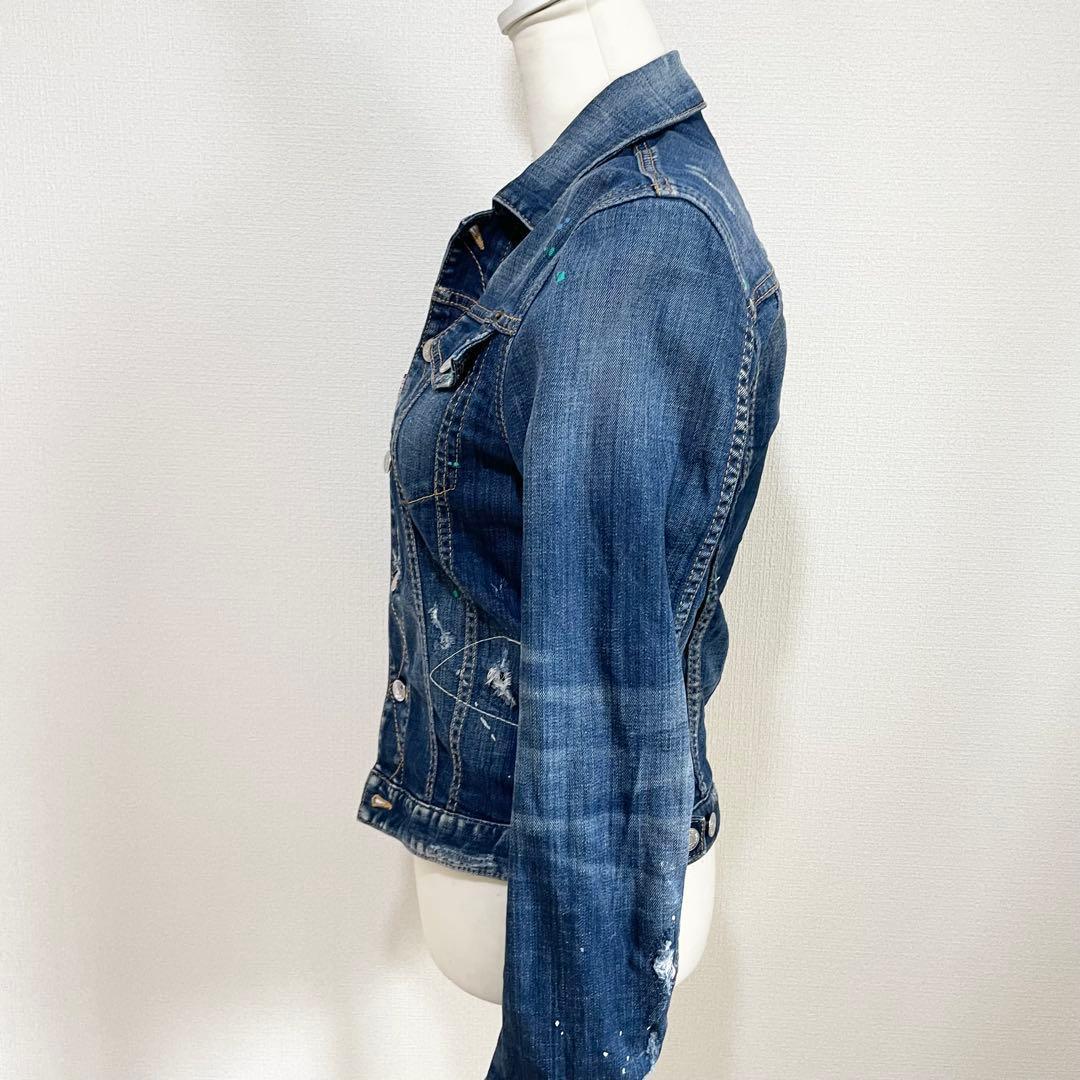 ペイント加工 ディースクエアード ジージャン デニムジャケット ダメージ リペア