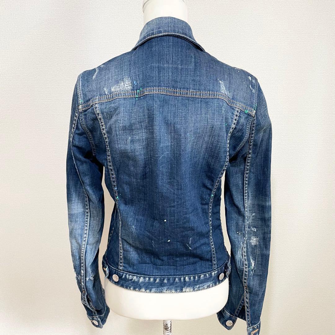 ペイント加工 ディースクエアード ジージャン デニムジャケット ダメージ リペア