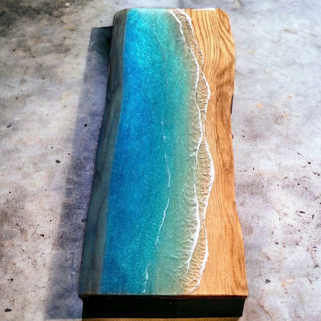 一枚板　レジン　レジンアート　海アート　インテリア　オーシャンアート　無垢