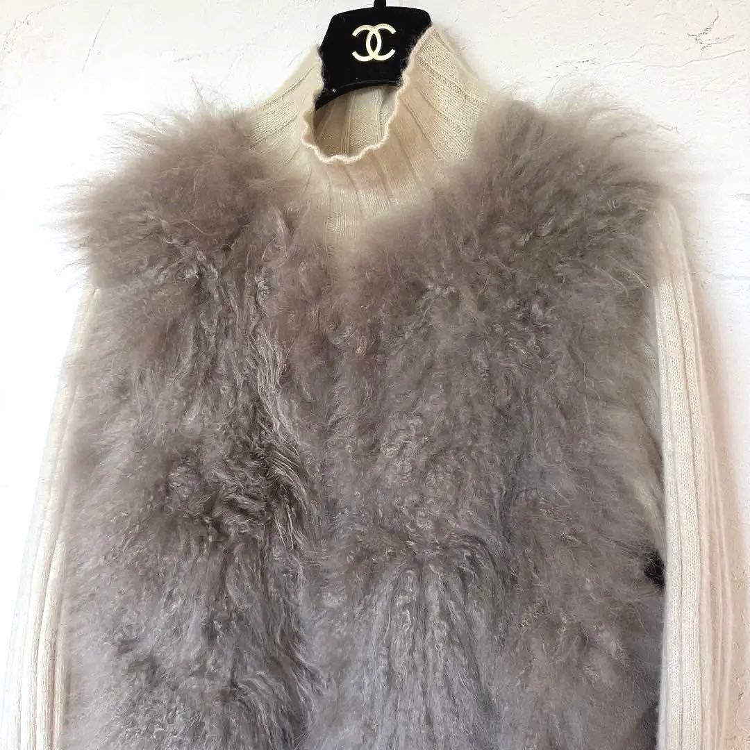 イタリア製　カシミヤファー&ウール100 ジレベスト