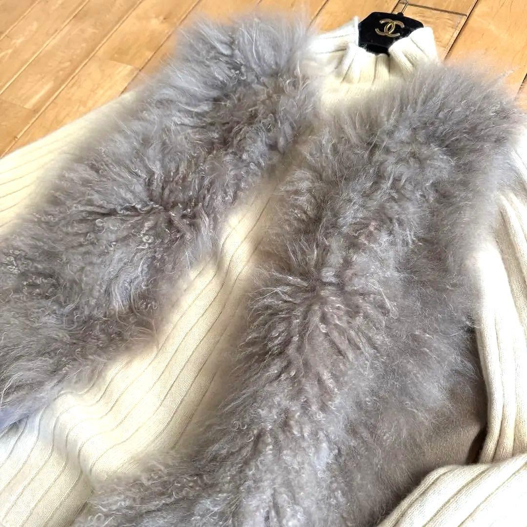 イタリア製　カシミヤファー&ウール100 ジレベスト