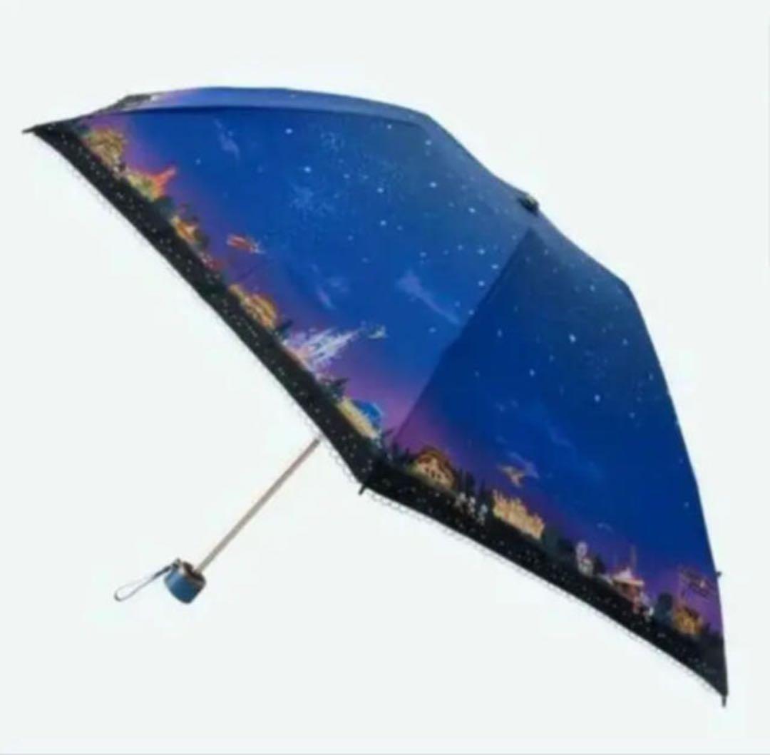 ディズニー　折り畳み傘　パーク　夜景　晴雨兼用ミッキー　日傘 折りたたみ傘