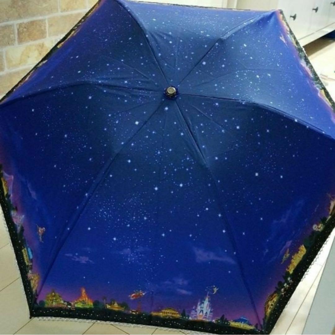 ディズニー　折り畳み傘　パーク　夜景　晴雨兼用ミッキー　日傘 折りたたみ傘