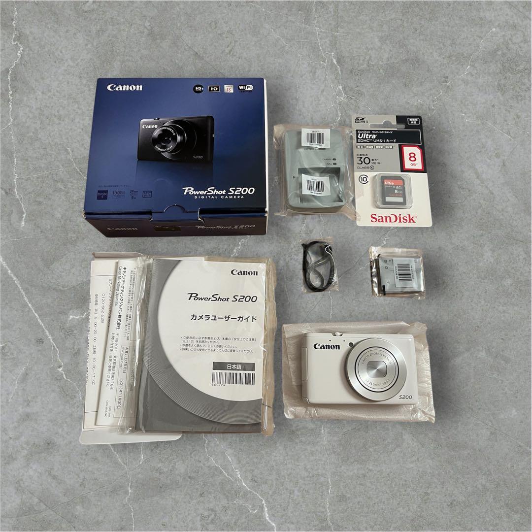 新品 Canon PowerShot S200 ホワイトSanDisk 8GB付