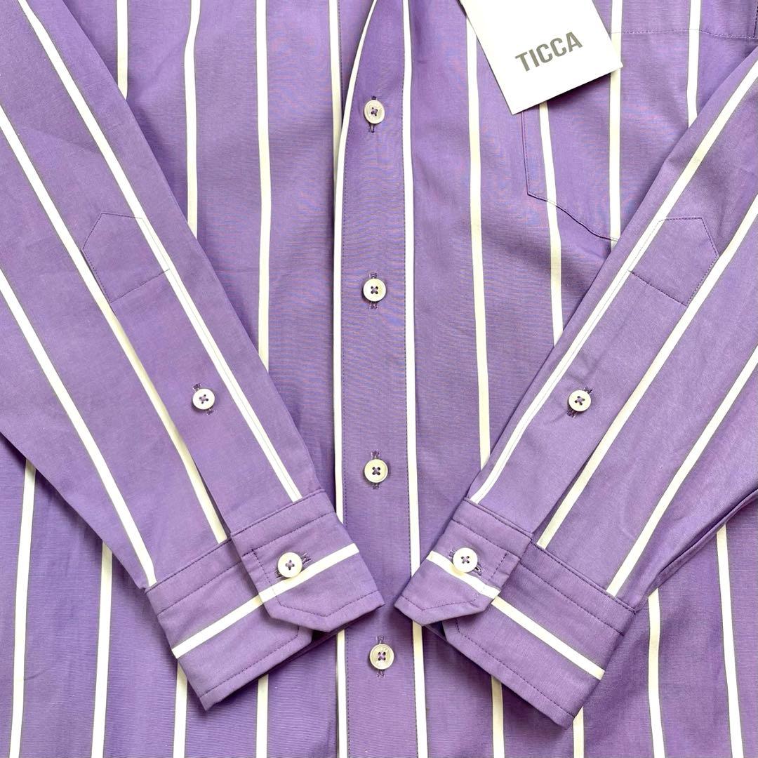 未使用タグ付 TICCA ストライプシャツワンピース SOMELOS パープル