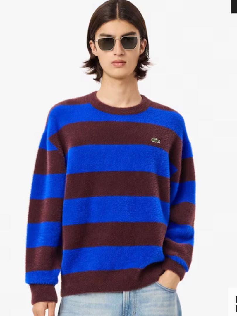 ラコステLACOSTE ボーダーシャギーニット