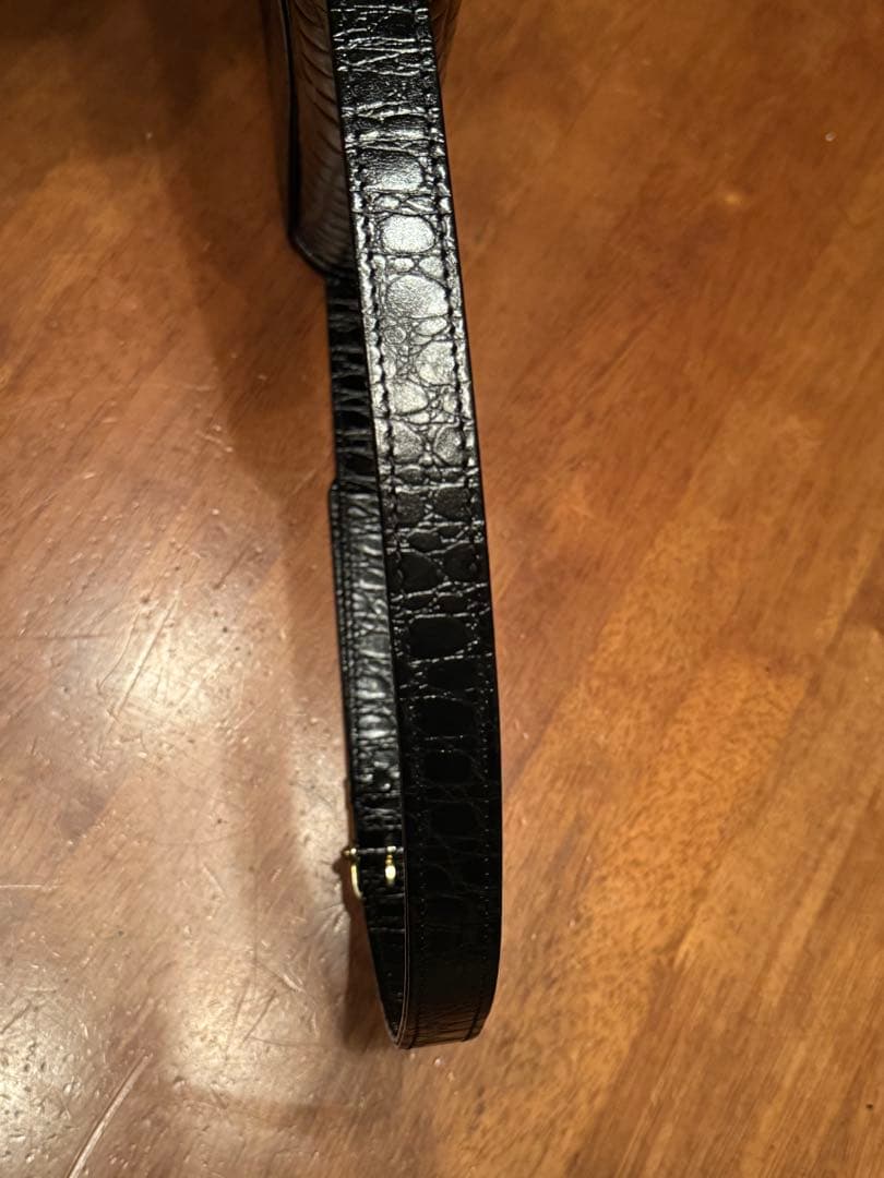 Celineオールドセリーヌ エナメル 型押し ショルダバッグ 黒