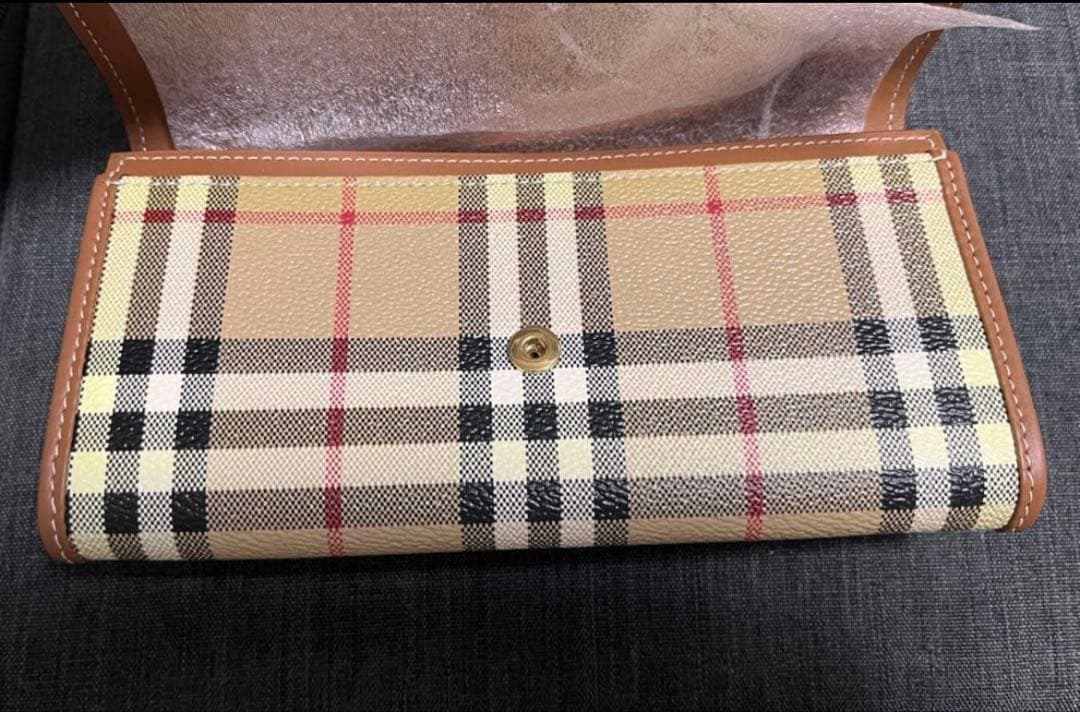 【未使用】バーバリー チェックコンチネンタルウォレット アーカイブベージュ