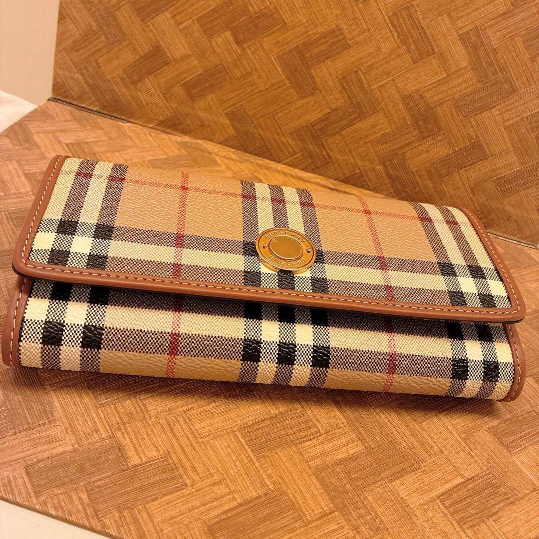 【未使用】バーバリー チェックコンチネンタルウォレット アーカイブベージュ