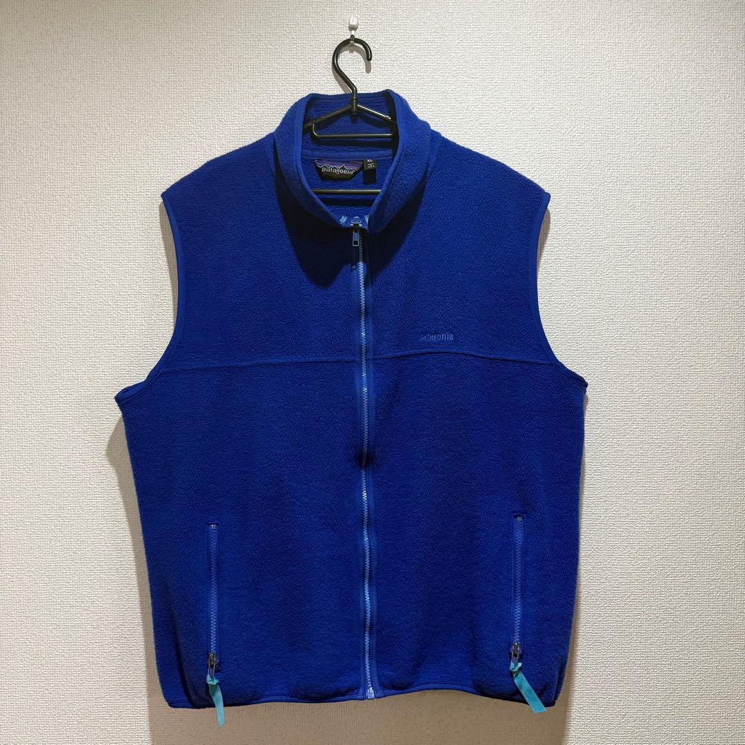 80's patagonia フリースベスト XL 青 3角タグ
