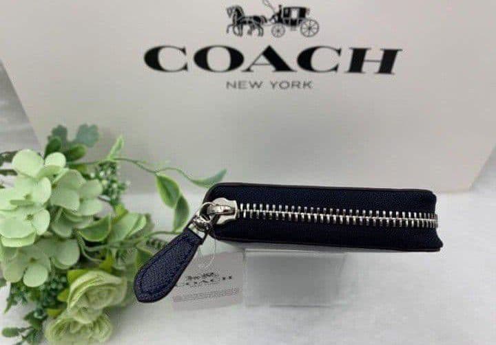 新品未使用コーチ長財布ネイビー花柄フラワーレディースメンズ送料無料即日発送