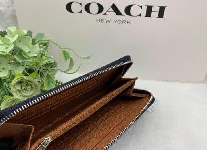 新品未使用コーチ長財布ネイビー花柄フラワーレディースメンズ送料無料即日発送