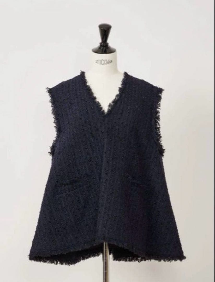 トップス HEVE Tweed Gilet Navy