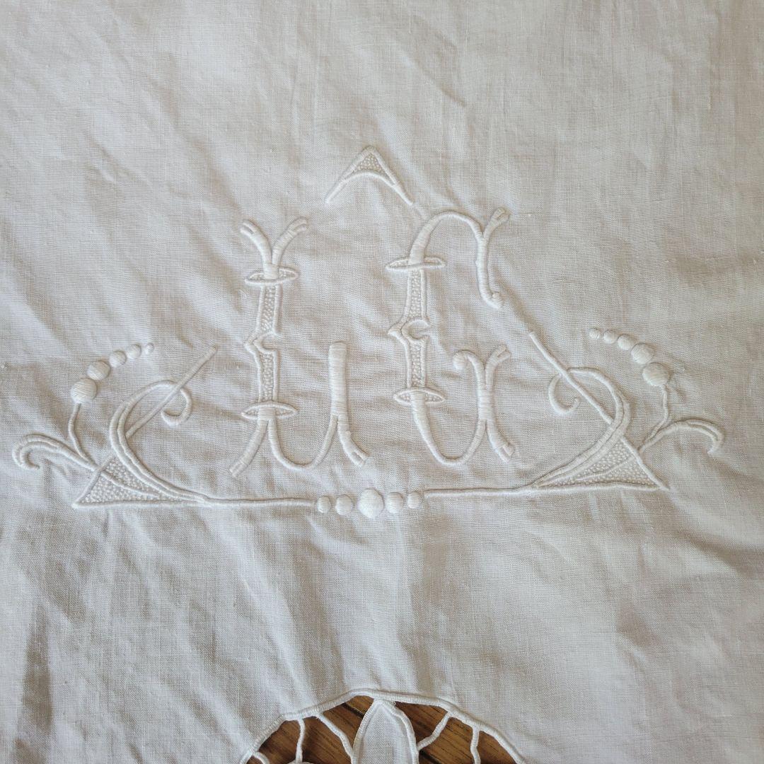 フランス　アンティーク　シーツ　リネン　カットワーク