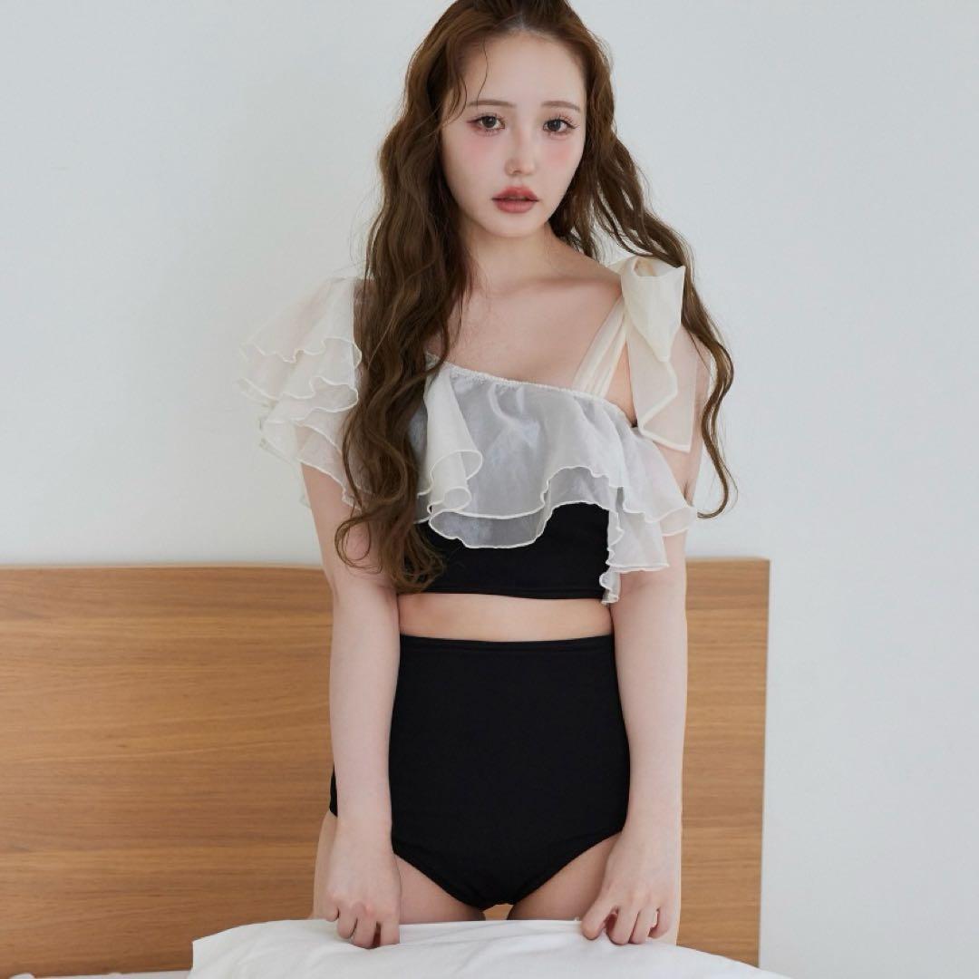 swimwear/肩リボンワンショルダー/3点セット