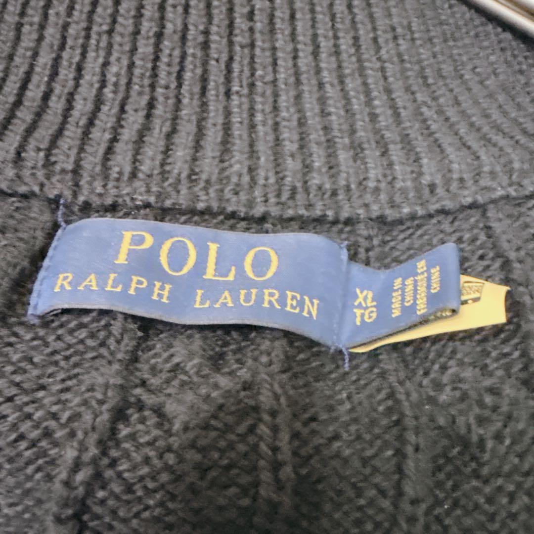 現行！ ポロラルフローン　ハーフジップ　ケーブルニット　ドライバーズニット