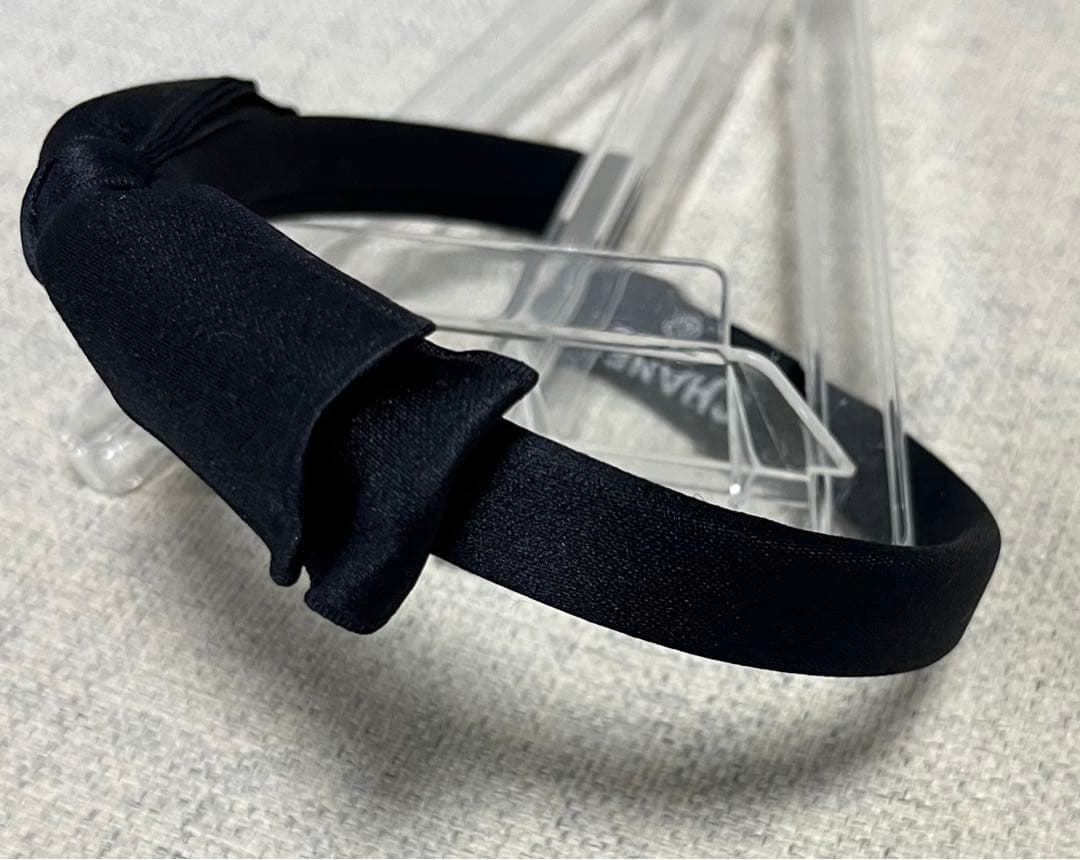 【正規品/美品】CHANELカチューシャ リボン ブラック シャネル