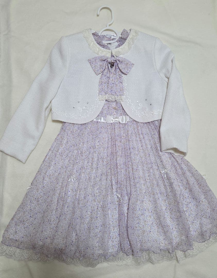 高級感✨ショパン　フォーマル　130 紫　パープル　ワンピース　リボン　卒服