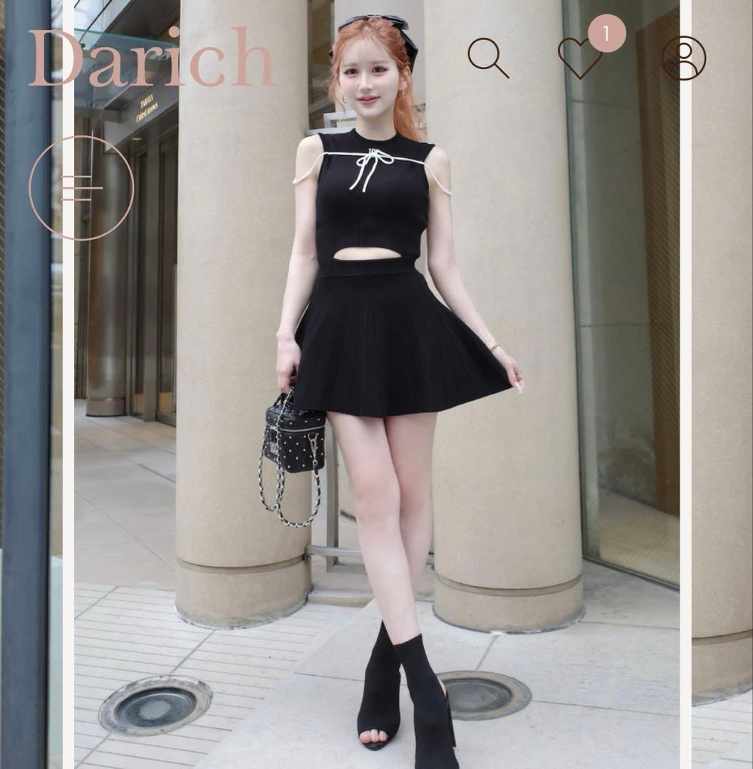 ウエストオープンストリングニットミニワンピース