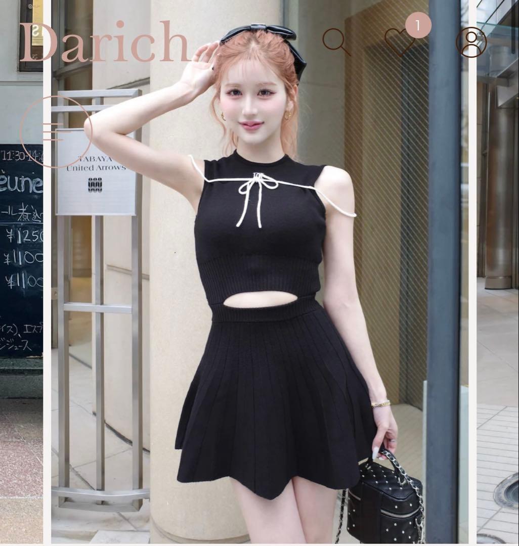 ウエストオープンストリングニットミニワンピース