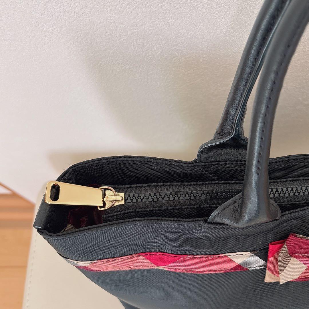 【超美品】♡ブルーレーベルクレストブリッジ♡リボンチェックトートバッグ☆