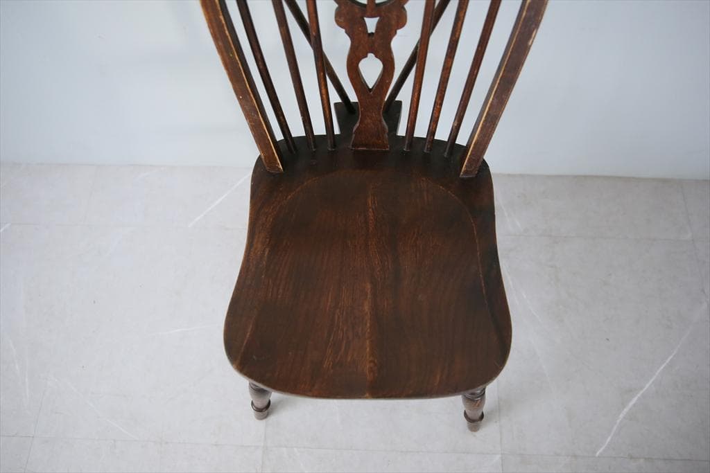 英国アンティーク木製ホイールバックチェア/ダイニングイス/椅子(91-203-1