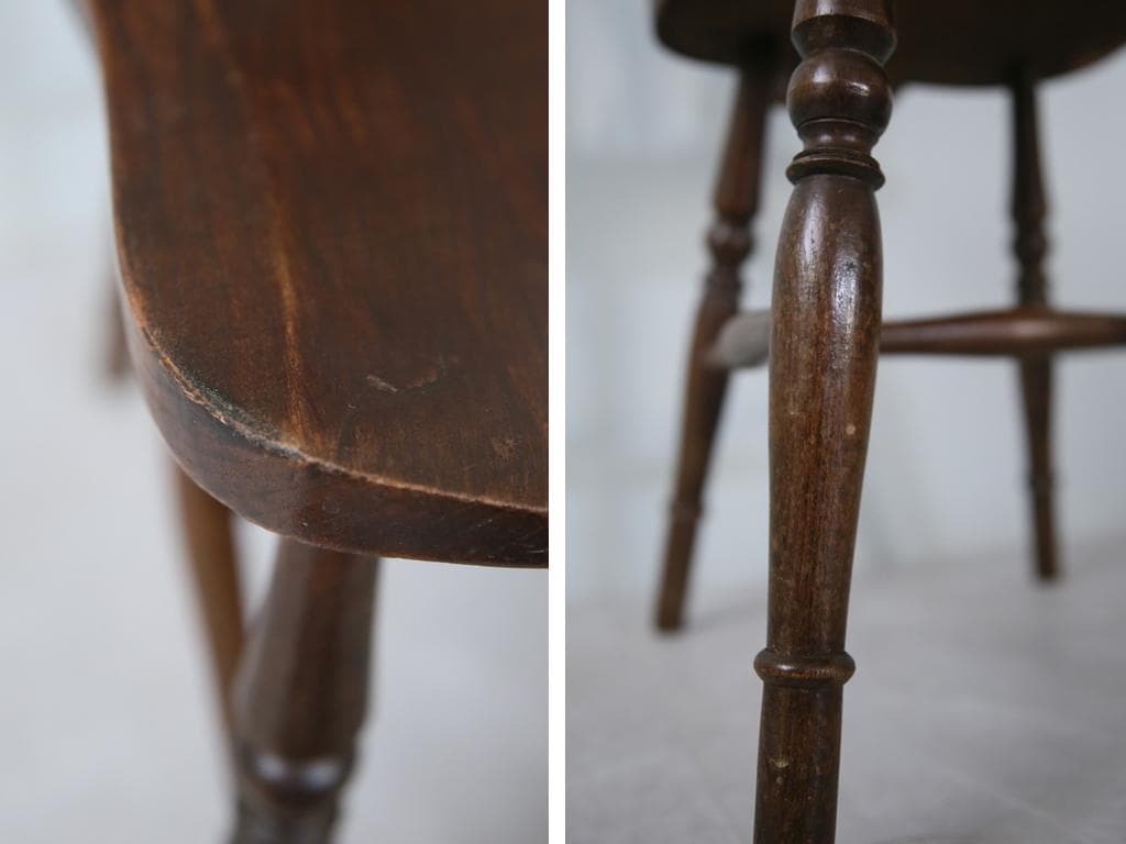 英国アンティーク木製ホイールバックチェア/ダイニングイス/椅子(91-203-1