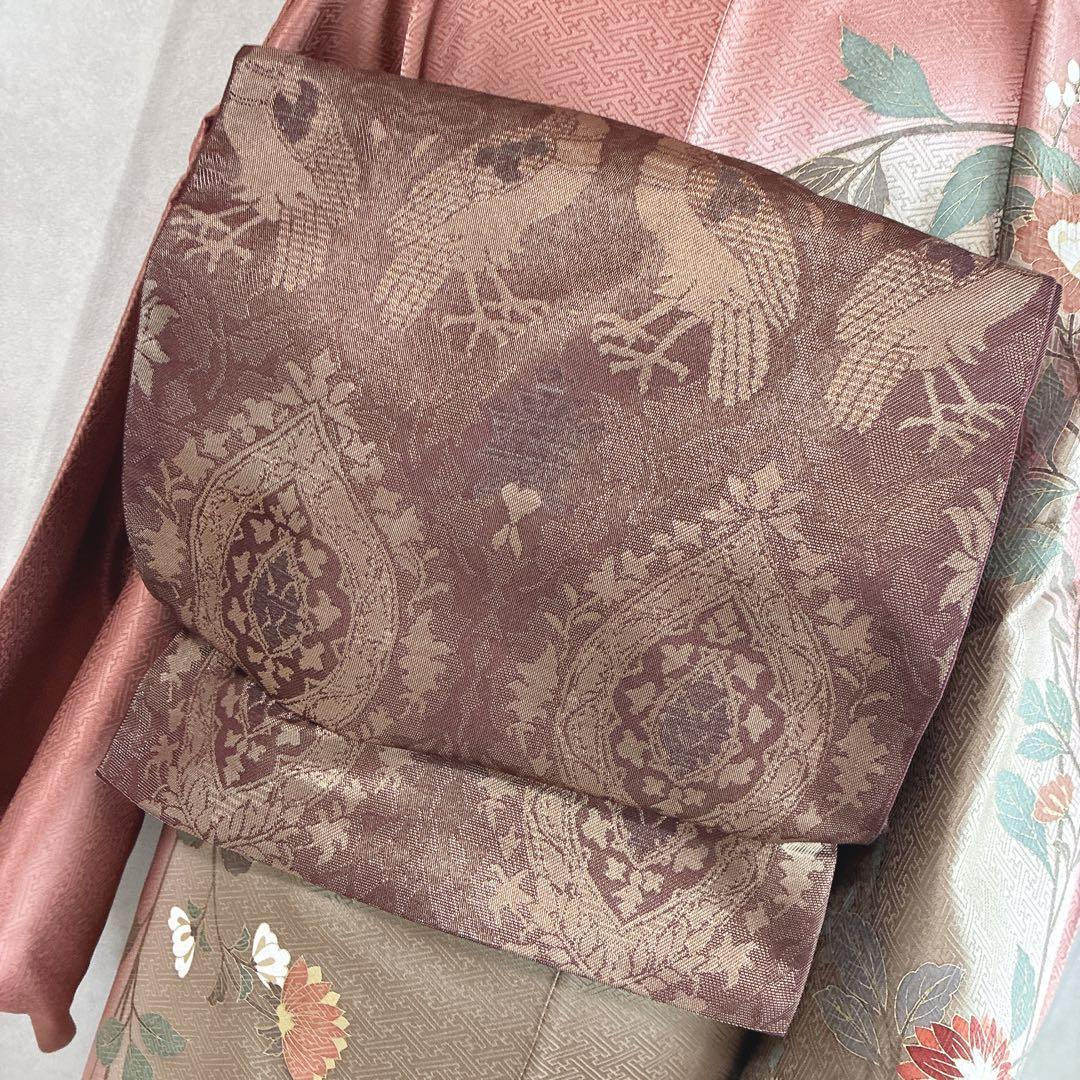 訪問着　フルセット　着物　トールサイズ　正絹　くすみ優花　綸子　J5