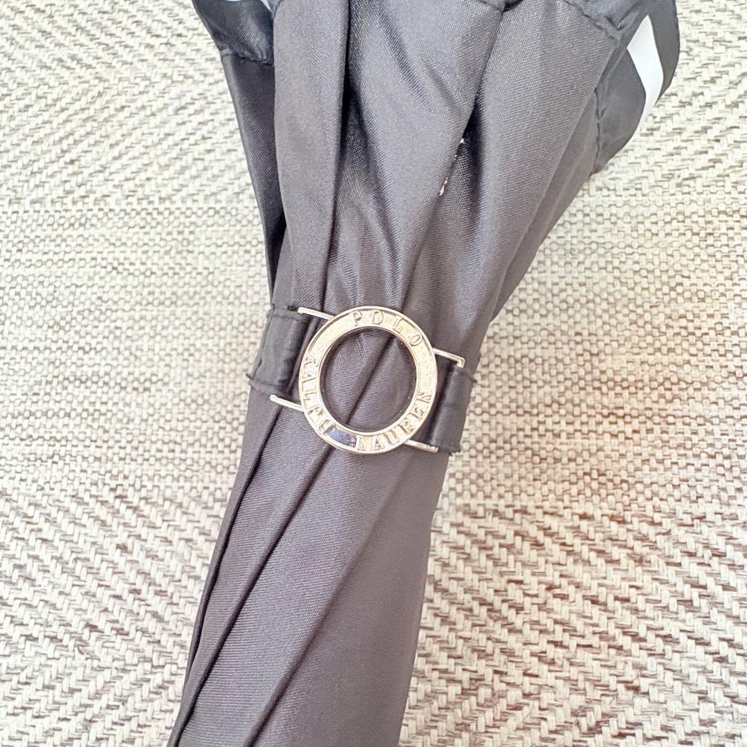 美品　ポロラルフローレン　晴雨兼用UV傘　フリル　ブラック　小傘