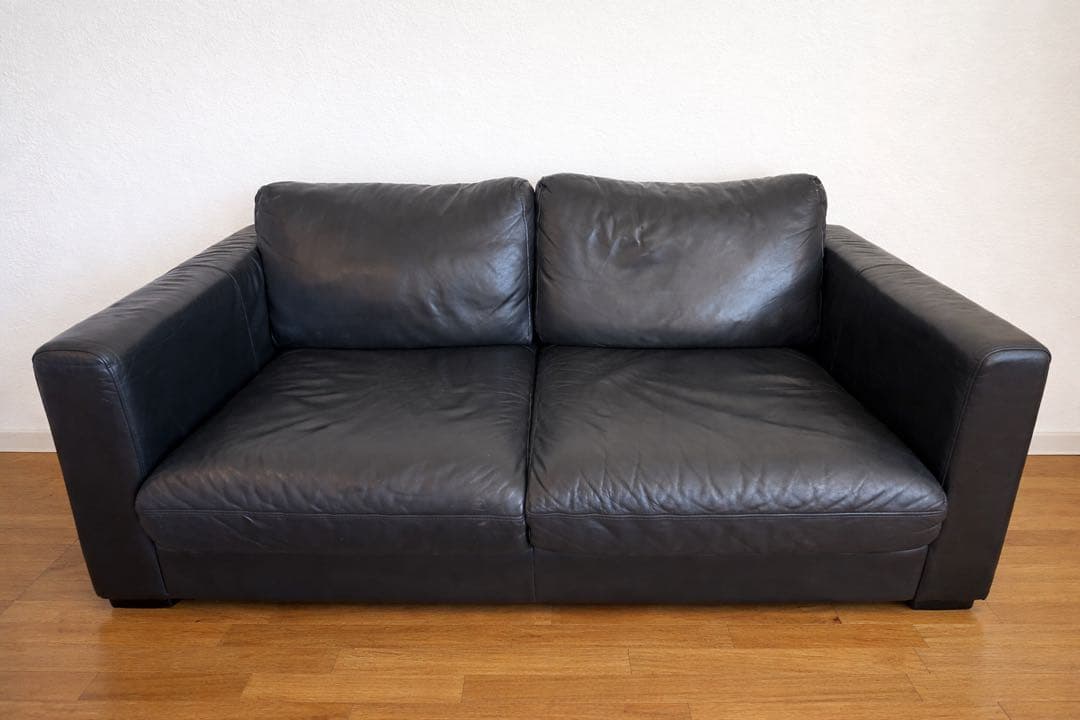 【IKEA VIMLE（ヴィムレ）2人掛けソファ｜本革レザー｜ブラック】